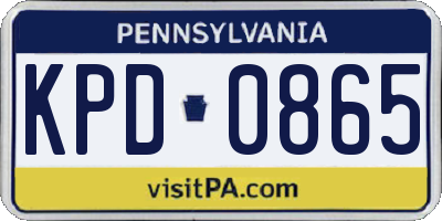 PA license plate KPD0865