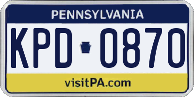 PA license plate KPD0870