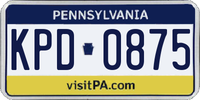 PA license plate KPD0875