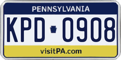 PA license plate KPD0908