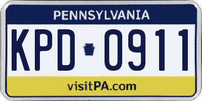 PA license plate KPD0911