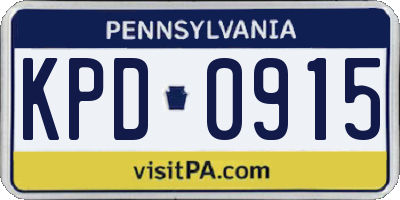 PA license plate KPD0915