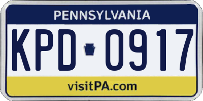 PA license plate KPD0917