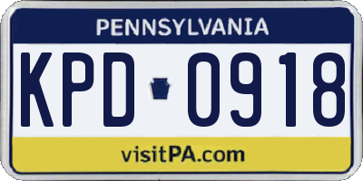 PA license plate KPD0918