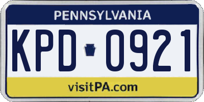 PA license plate KPD0921