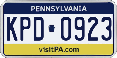 PA license plate KPD0923