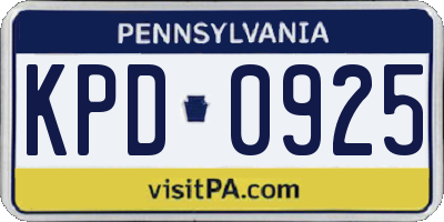 PA license plate KPD0925