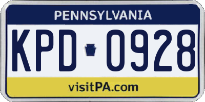 PA license plate KPD0928