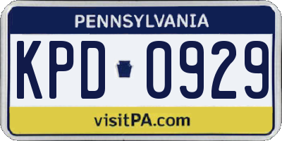 PA license plate KPD0929