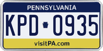 PA license plate KPD0935