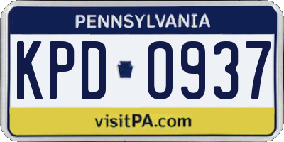 PA license plate KPD0937