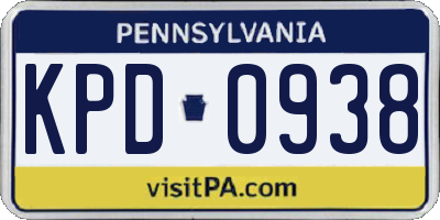 PA license plate KPD0938