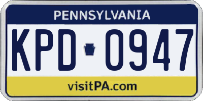 PA license plate KPD0947