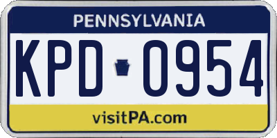 PA license plate KPD0954