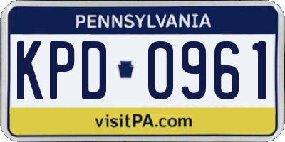 PA license plate KPD0961