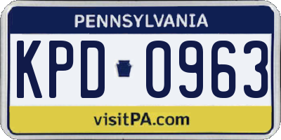 PA license plate KPD0963