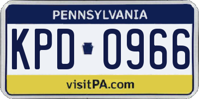 PA license plate KPD0966