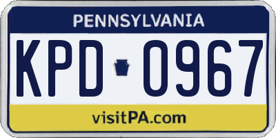 PA license plate KPD0967