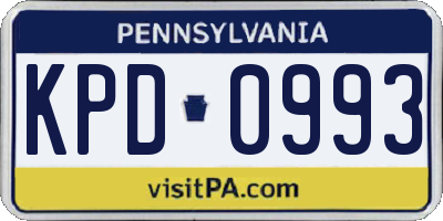 PA license plate KPD0993