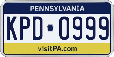 PA license plate KPD0999