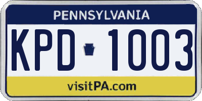 PA license plate KPD1003