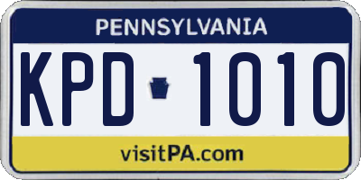 PA license plate KPD1010