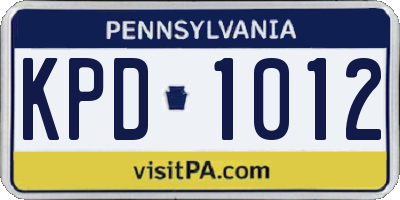 PA license plate KPD1012