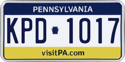 PA license plate KPD1017