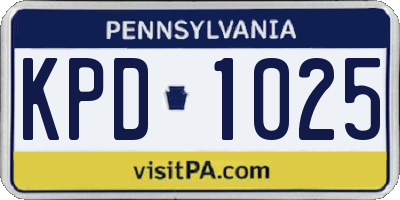 PA license plate KPD1025