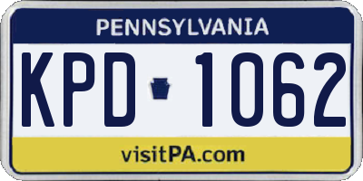 PA license plate KPD1062