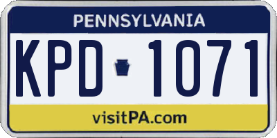 PA license plate KPD1071