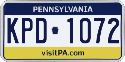 PA license plate KPD1072