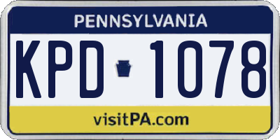 PA license plate KPD1078