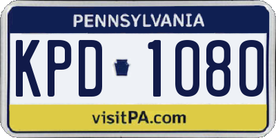 PA license plate KPD1080