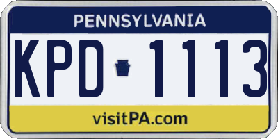 PA license plate KPD1113