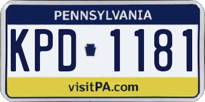 PA license plate KPD1181