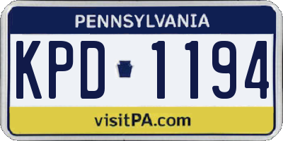 PA license plate KPD1194