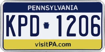 PA license plate KPD1206