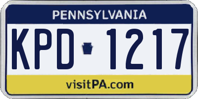 PA license plate KPD1217