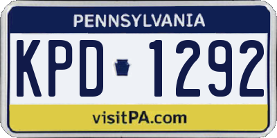 PA license plate KPD1292