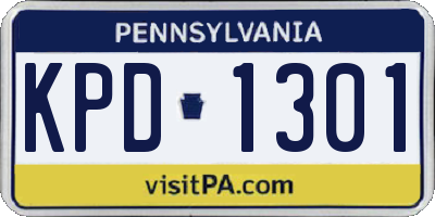 PA license plate KPD1301