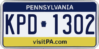 PA license plate KPD1302