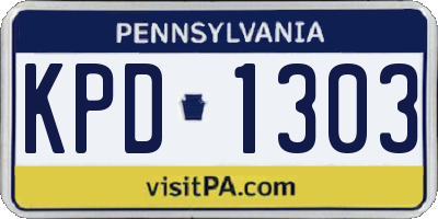 PA license plate KPD1303