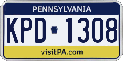 PA license plate KPD1308