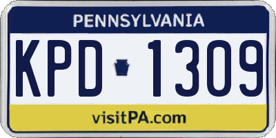 PA license plate KPD1309