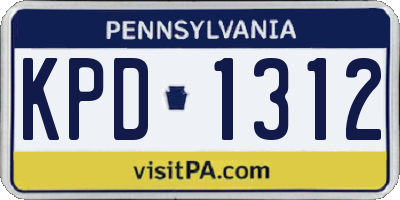 PA license plate KPD1312