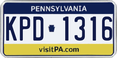 PA license plate KPD1316