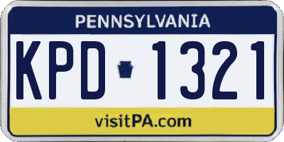 PA license plate KPD1321