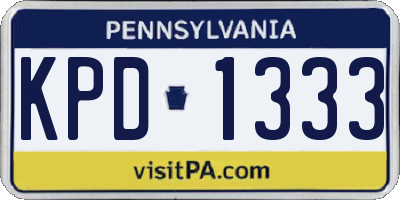PA license plate KPD1333