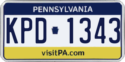 PA license plate KPD1343